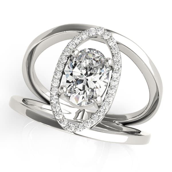 Split Shank Oval-Cut Engagement Ring in 10k White Gold