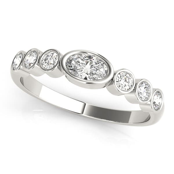 Bezel Set Stackable Oval Center Wedding Band (1/4 ct. tw.) — View 1