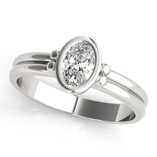 Bezel Set Solitaire Engagement Ring in 10k White Gold