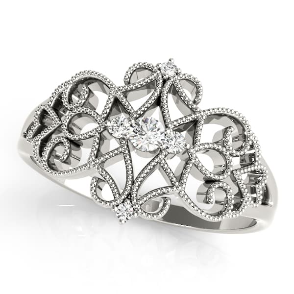 Vintage Inspired Milgrain Filigree Fashion Rings (0.1 ct. tw.) — View 1