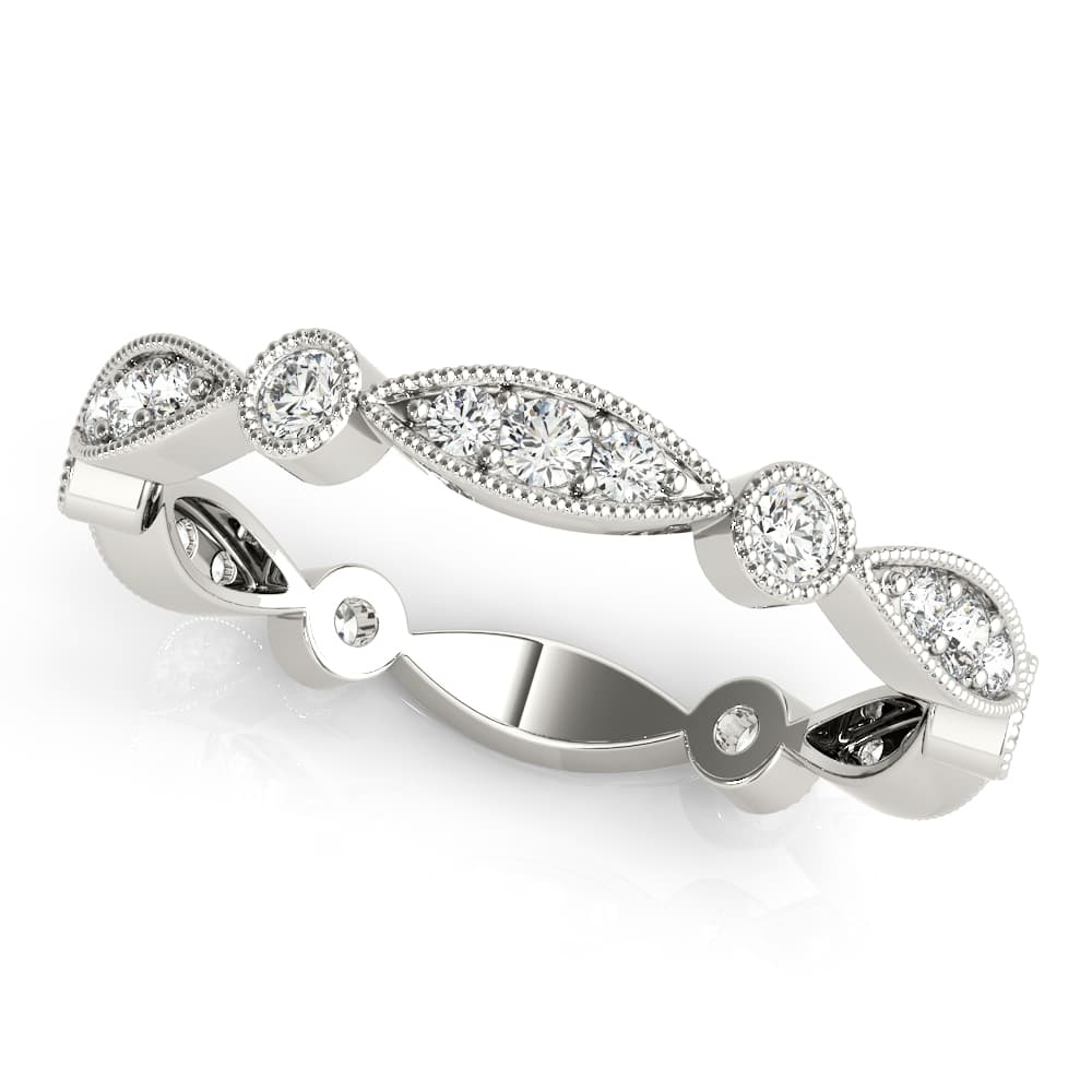 Bezel Set Stackable Milgrain Wedding Band (1/3 ct. tw.) — View 1