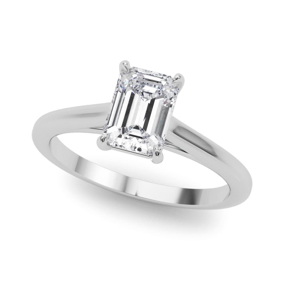 Solitaire Cathedral Emerald-Cut Engagement Ring in 10k White Gold