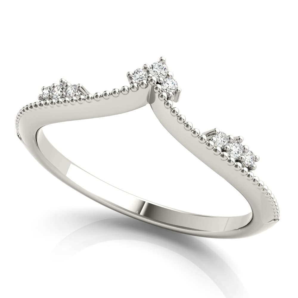 Chevron Milgrain Diamond Wedding Band (0.07 ct. tw.) — View 1