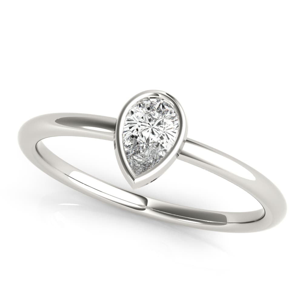 Solitaire Pear Shape Stackable Engagement Ring in 10k White Gold