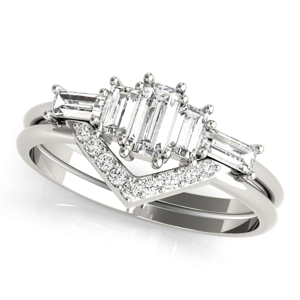 V-Shaped Round &amp; Baguette Fashion Rings (1/2 ct. tw.) — View 1