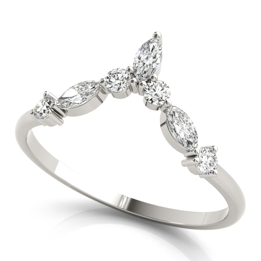 Alternating Round &amp; Marquise Chevron Wedding Band (1/3 ct. tw.) — View 1