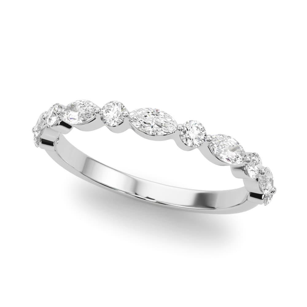 Alternating Marquise &amp; Round Wedding Band (0.56 ct. tw.) — View 1