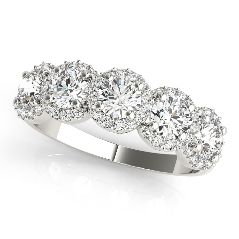 5-Stone Round Halo Wedding Bands — 3/4 CT (3/4 ct. tw.) — View 1