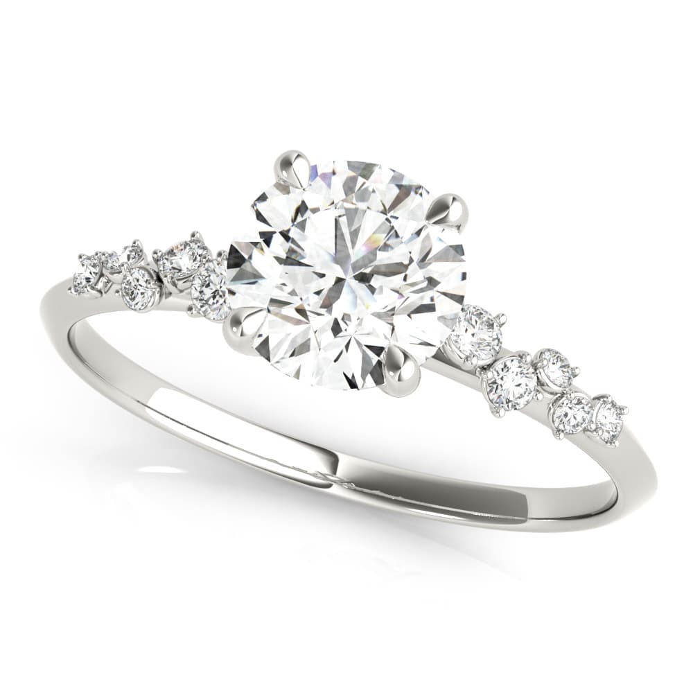 Scattered Diamond Engagement Ring in 10k White Gold