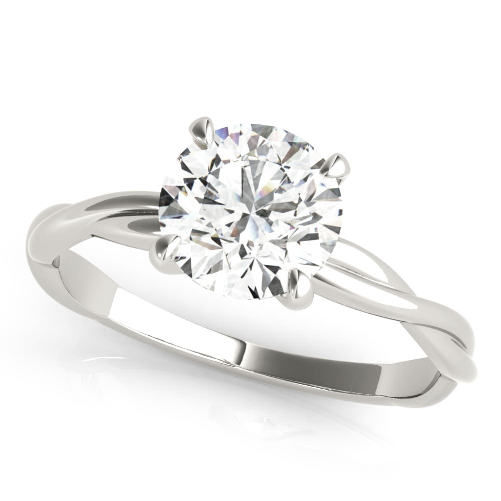 Twisted Solitaire Engagement Ring in 10k White Gold