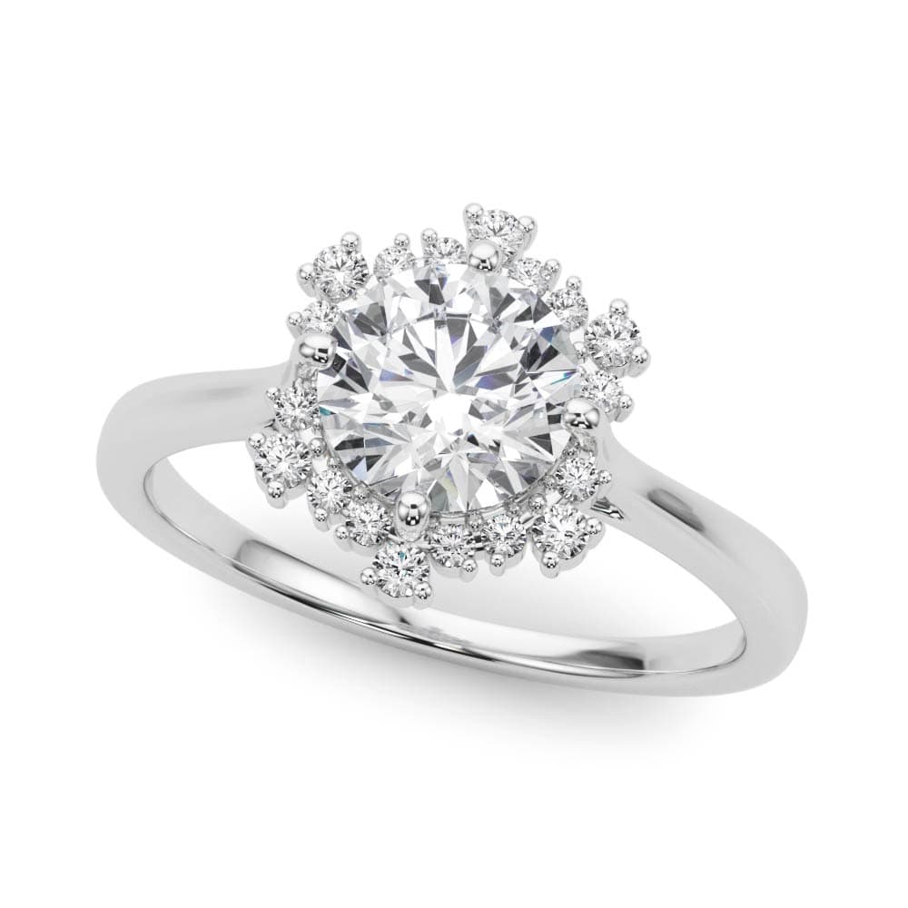 Solitaire Halo Engagement Ring in 10k White Gold
