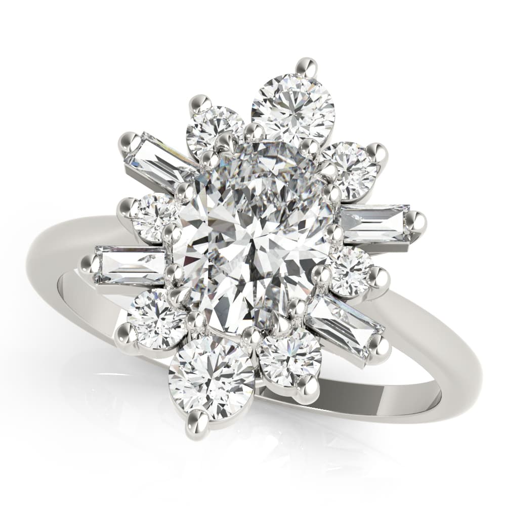 OVAL W/ RD &amp; SB HALO FASHION RING in 10k White Gold