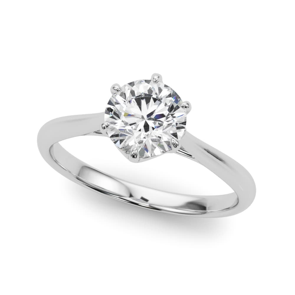 Solitaire Round Engagement Rings in 10k White Gold