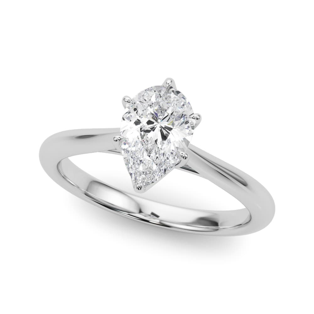 Pear Shape Solitaire Engagement Rings in 10k White Gold