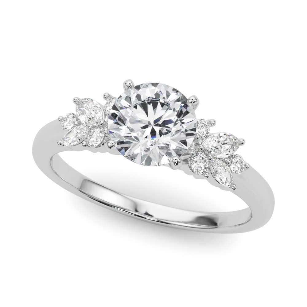 Scattered Diamond Cathedral Engagement Ring — style 85335 in 10k White Gold