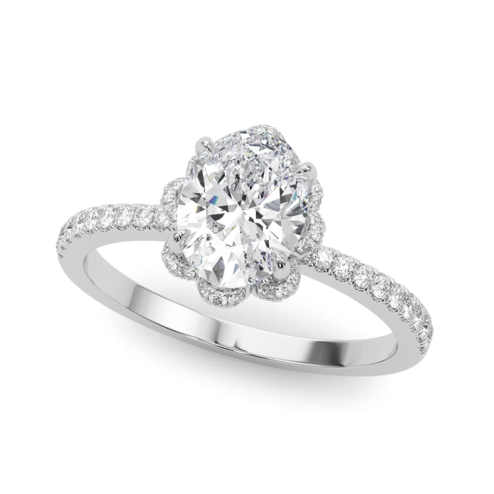 Engagement Ring Oval Cent in 10k White Gold