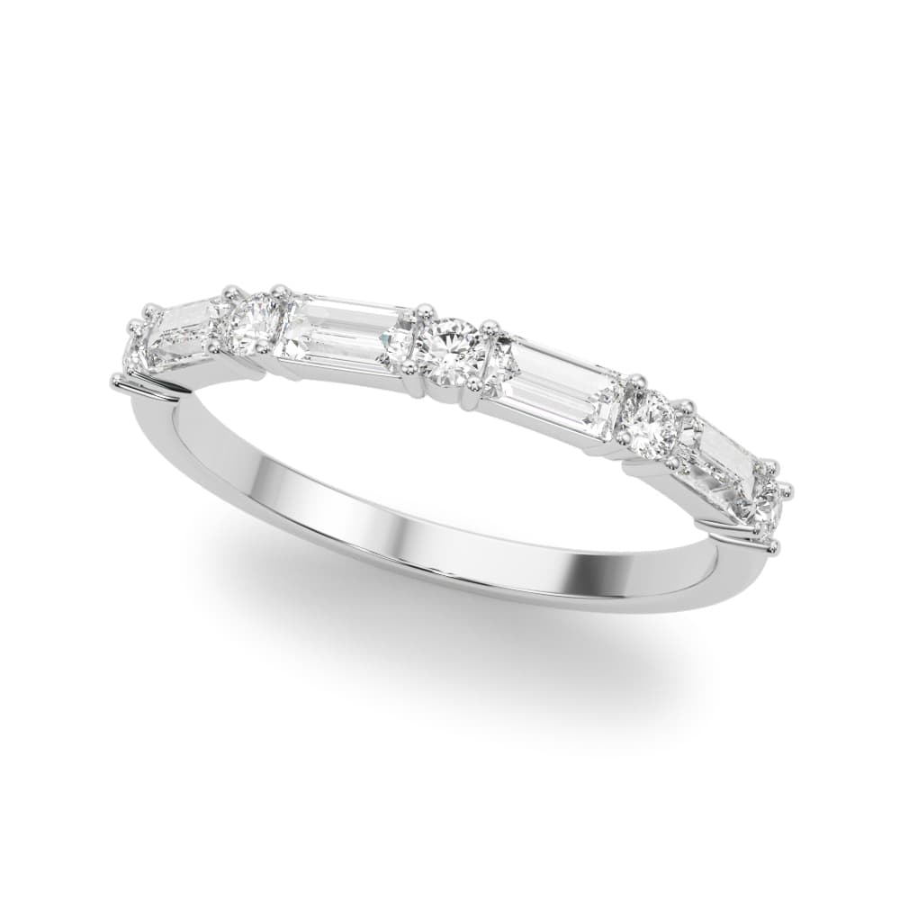 Alternating Round &amp; Straight Baguette Wedding Band (5/8 ct. tw.) — View 1