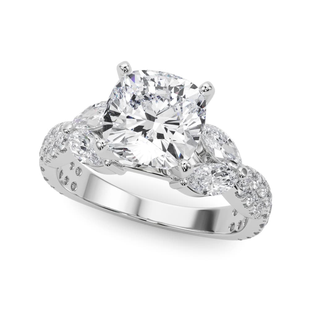 Round & Marquise Twisted Engagement Ring — style 85376 in 10k White Gold