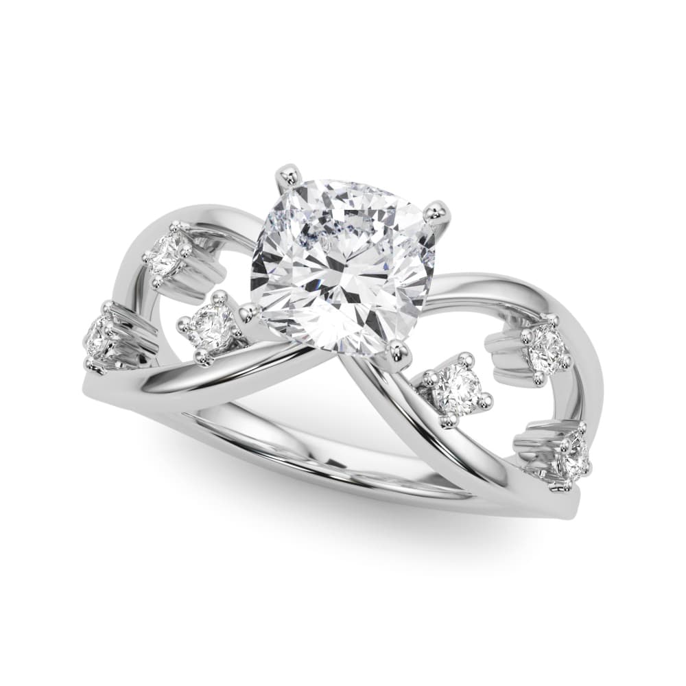 Split Shank Scattered Diamond Engagement Ring — style 85397 in 10k White Gold