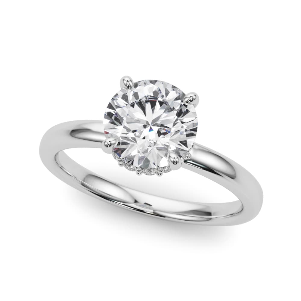Round Hidden Halo Engagement Ring in 10k White Gold