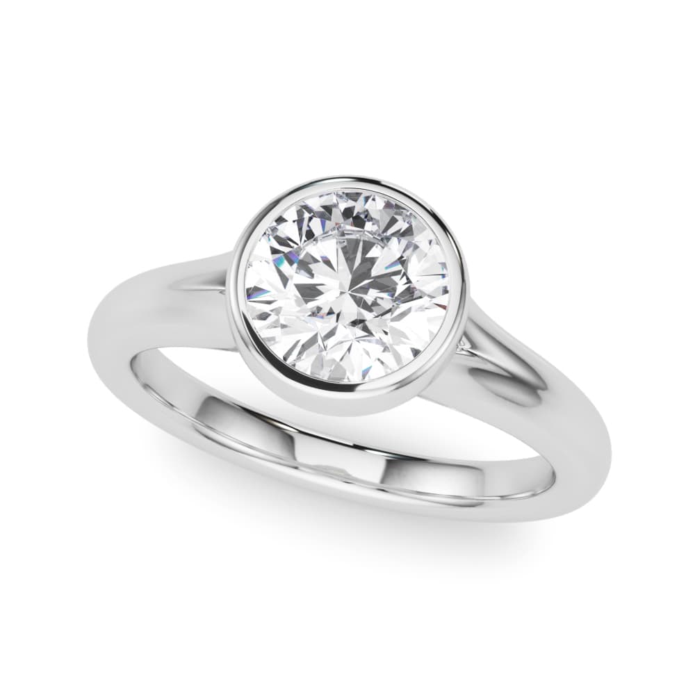 Round Bezel Set Solitaire Engagement Ring in 10k White Gold