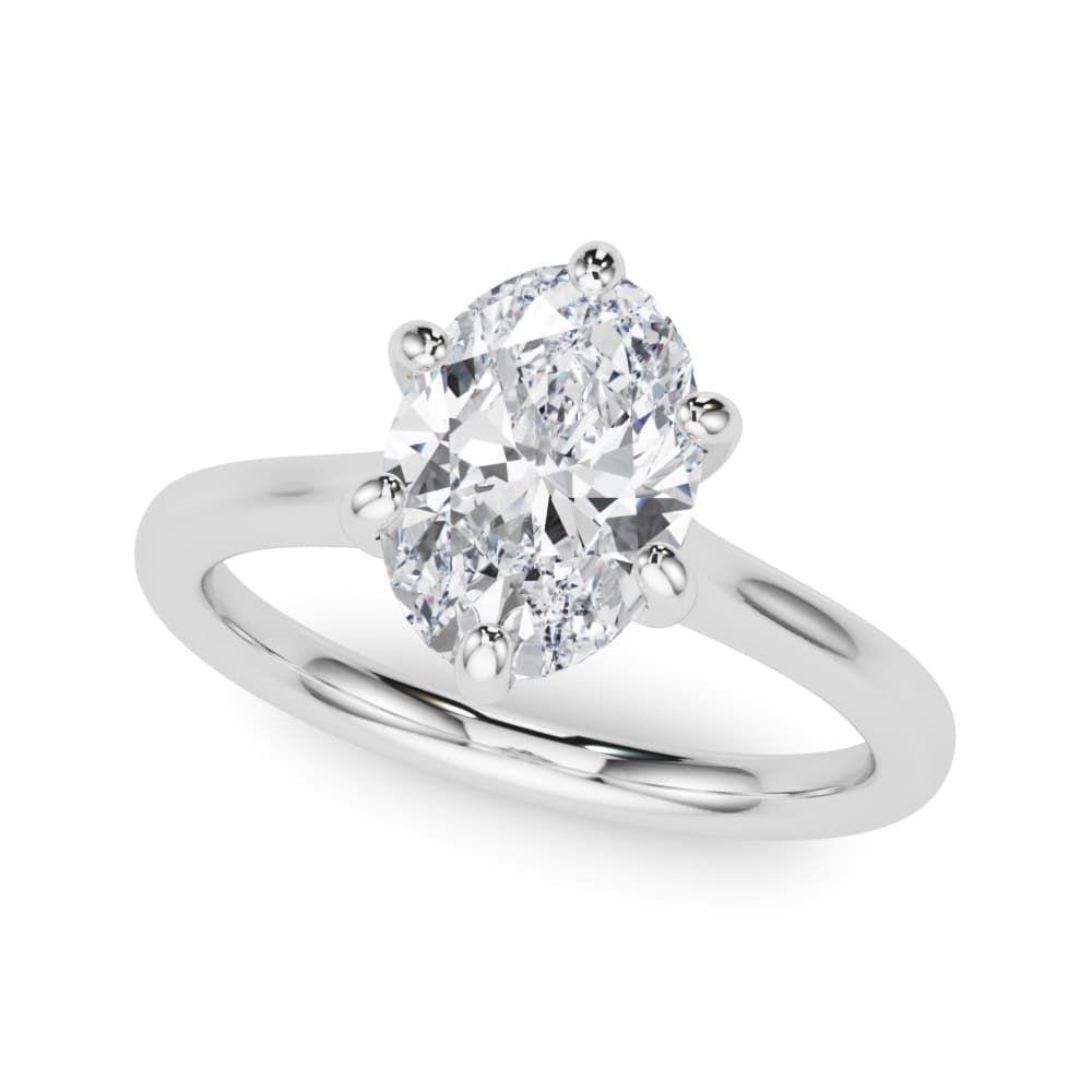 6-Prong Oval Solitaire Engagement Ring in 10k White Gold