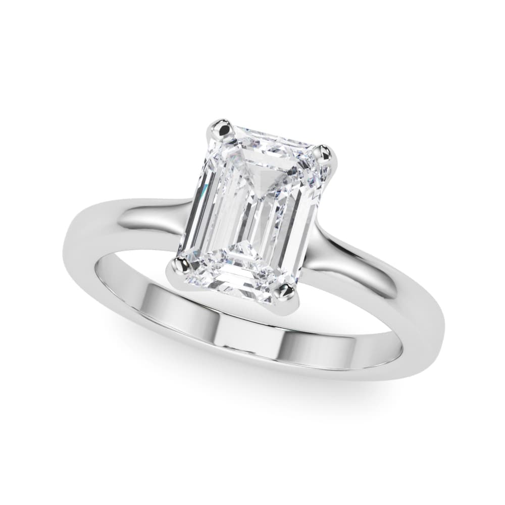 Solitaire Emerald Cut in 10k White Gold