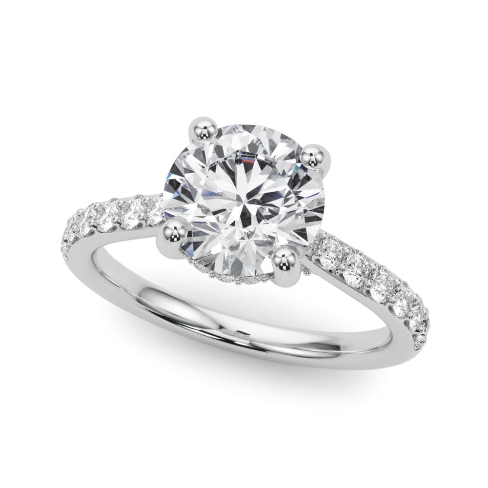 Round Hidden Halo Engagement Ring in 10k White Gold