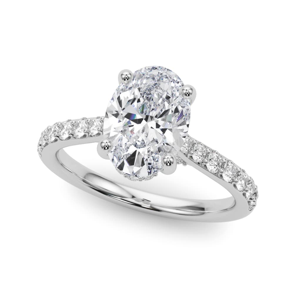 Hidden Halo Oval Engagement Ring in 10k White Gold