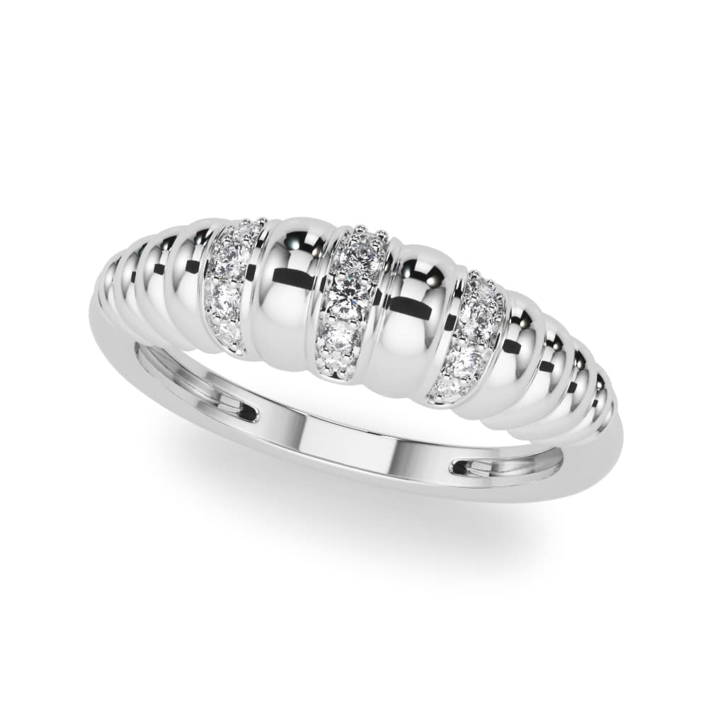 Accented Grooved Dome Fashion Ring (1/8 ct. tw.) — View 1