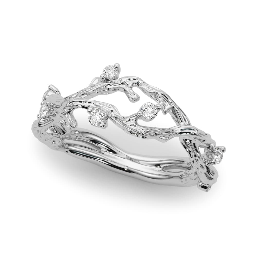 Accented Textured Vine Ring (1/8 ct. tw.) — View 1
