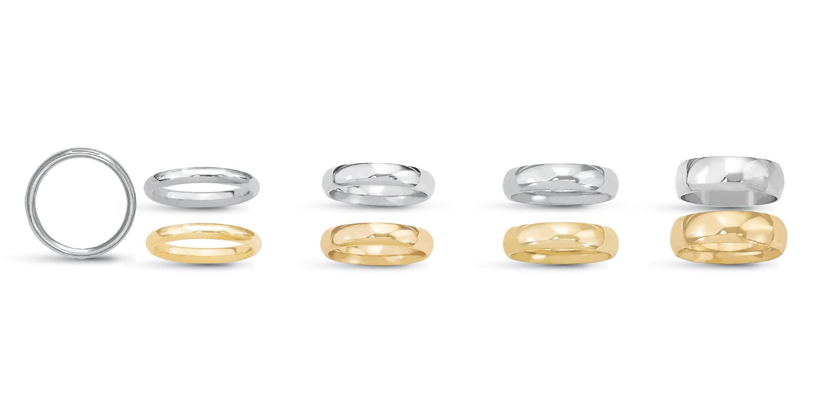 5mm Lightweight half round comfort — 3 MM — White Gold