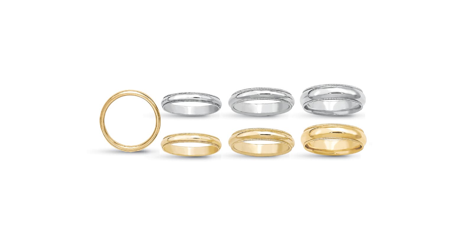 5mm milgrain comfort fit — 6 mm — White Gold