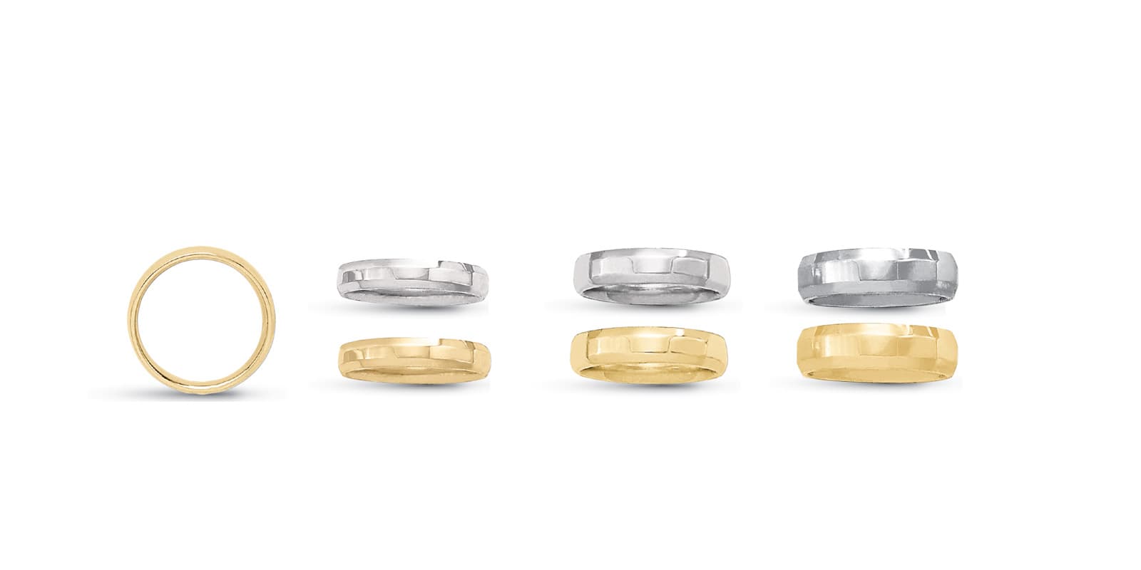 5mm Flat/beveled comfort fit band — 5 mm — White Gold