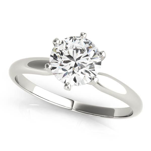 6 prong Round Solitaire in 14k White Gold