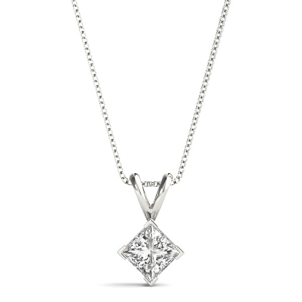 Solitaire Princess Cut Pendant — 4.5 MM — View 1