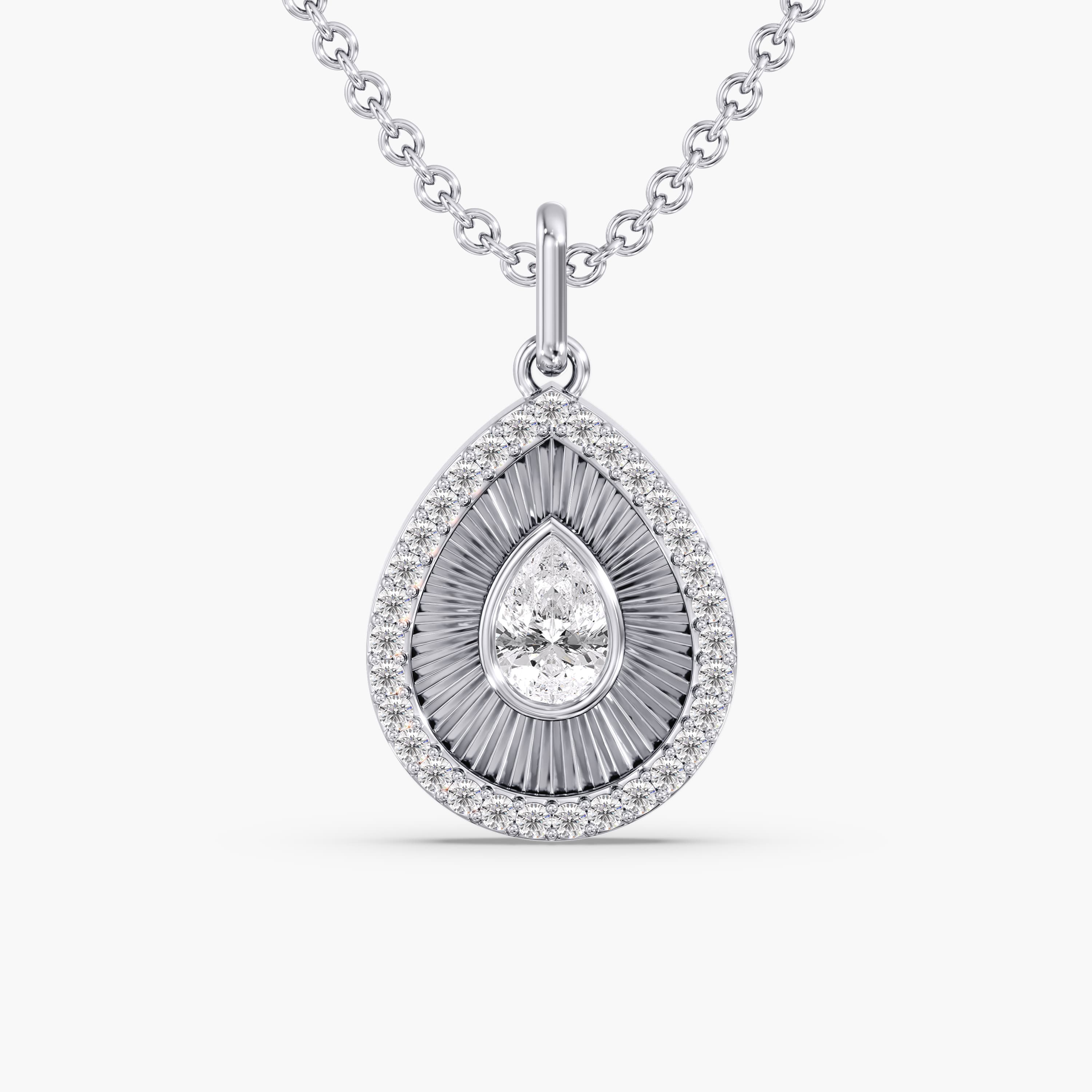 LGD Fluted Pear Halo Pendant (0.8 ct. tw.) — View 1