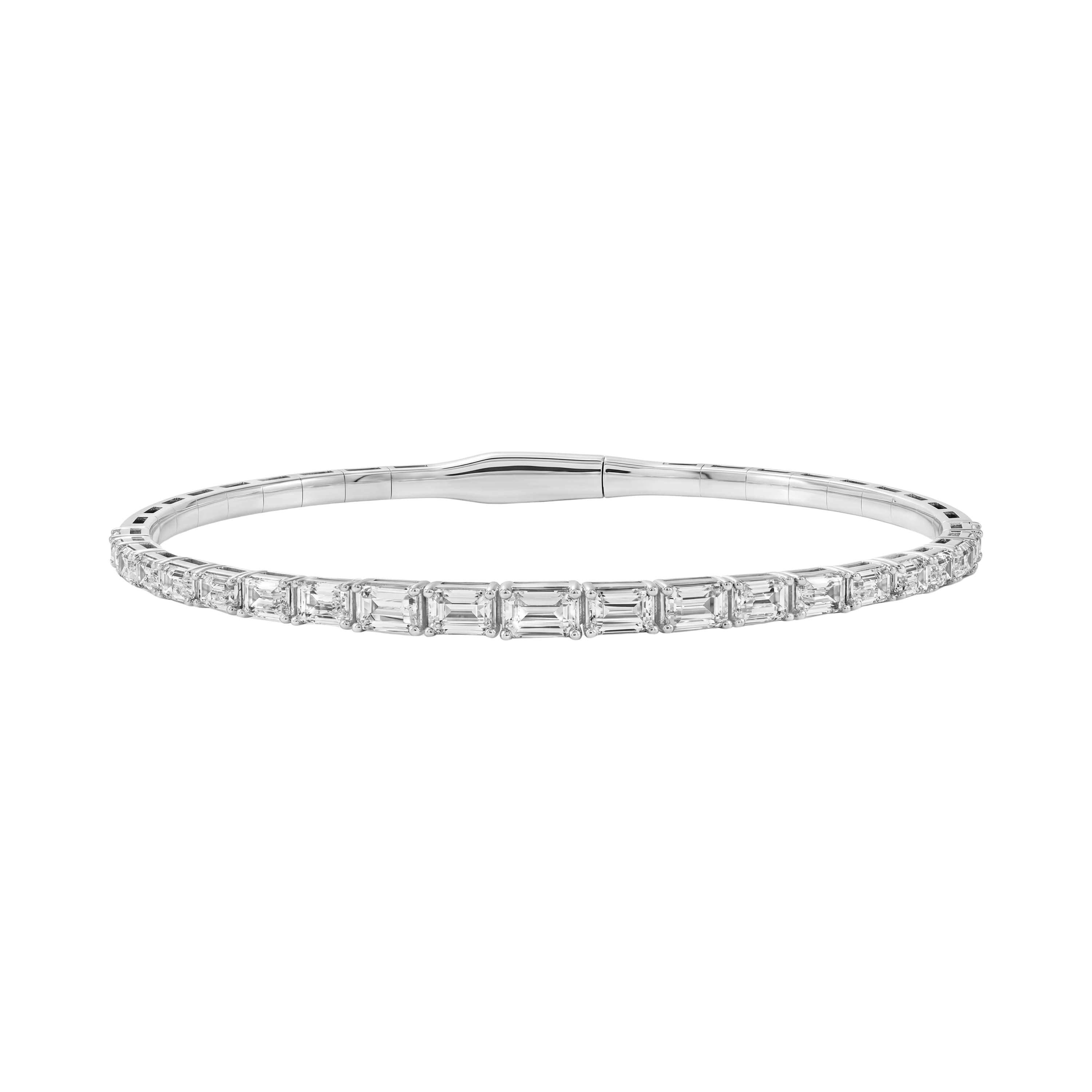 4.5 CTW Graduated Emerald Cut Lab-Grown Diamond Flexible Half Bangle — 4 1/2 ctw (2 ct. tw.) — View 1