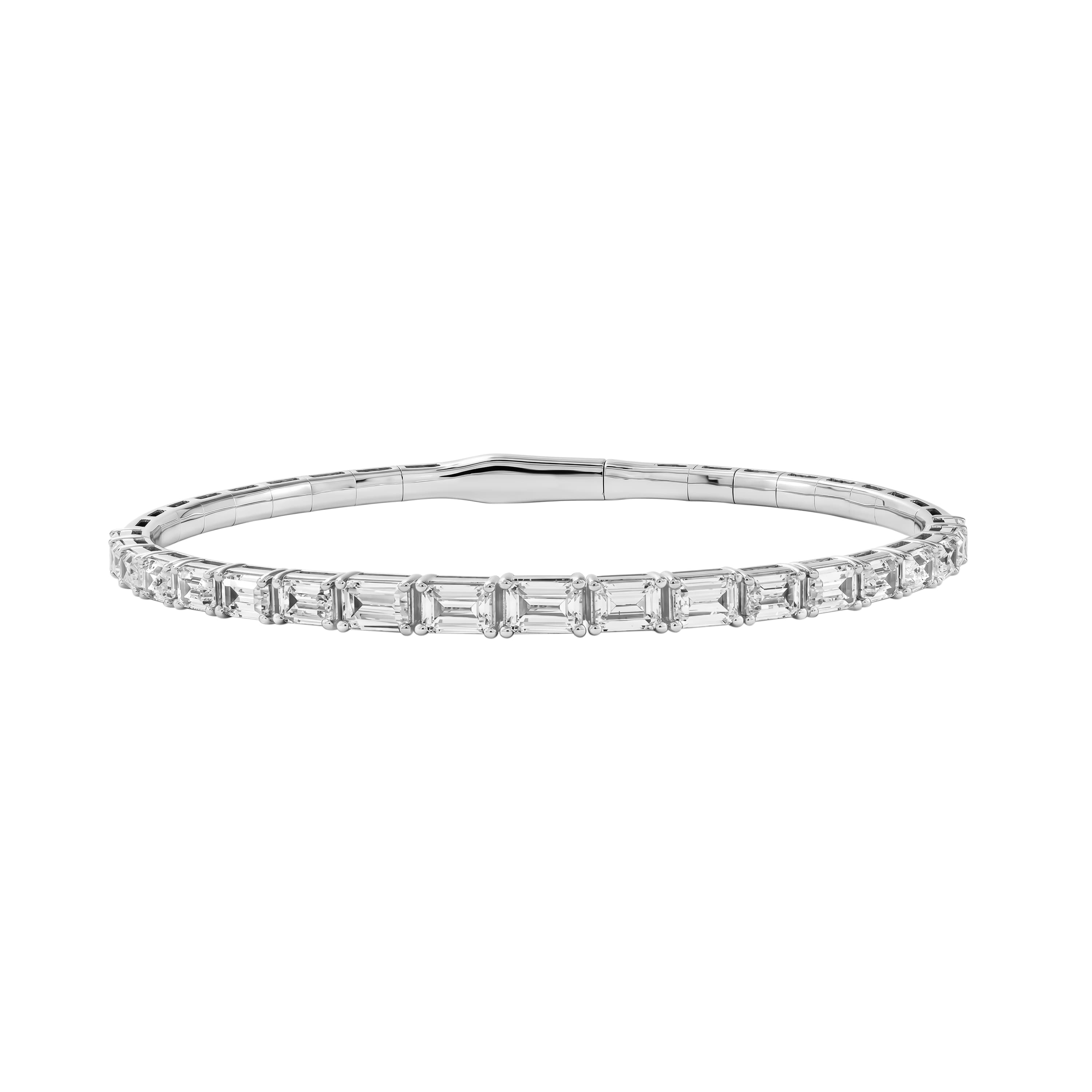 5.5 CTW Graduated Emerald Cut Lab-Grown Diamond Flexible Half Bangle — 5 1/2 ctw (2 ct. tw.) — View 1