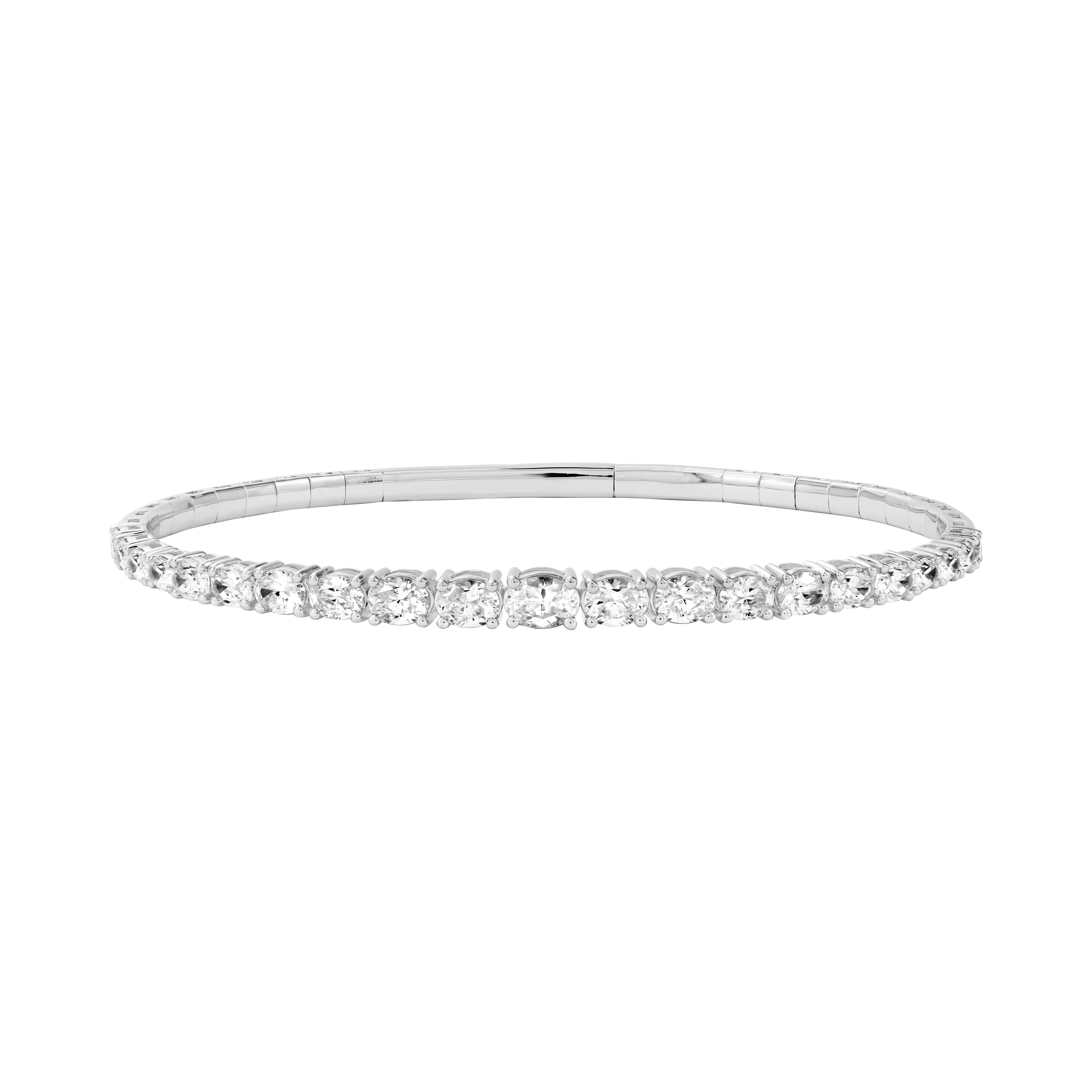 3.5 CTW Graduated Oval Lab-Grown Diamond Flexible Half Bangle — 3 1/2 ctw (2 ct. tw.) — View 1