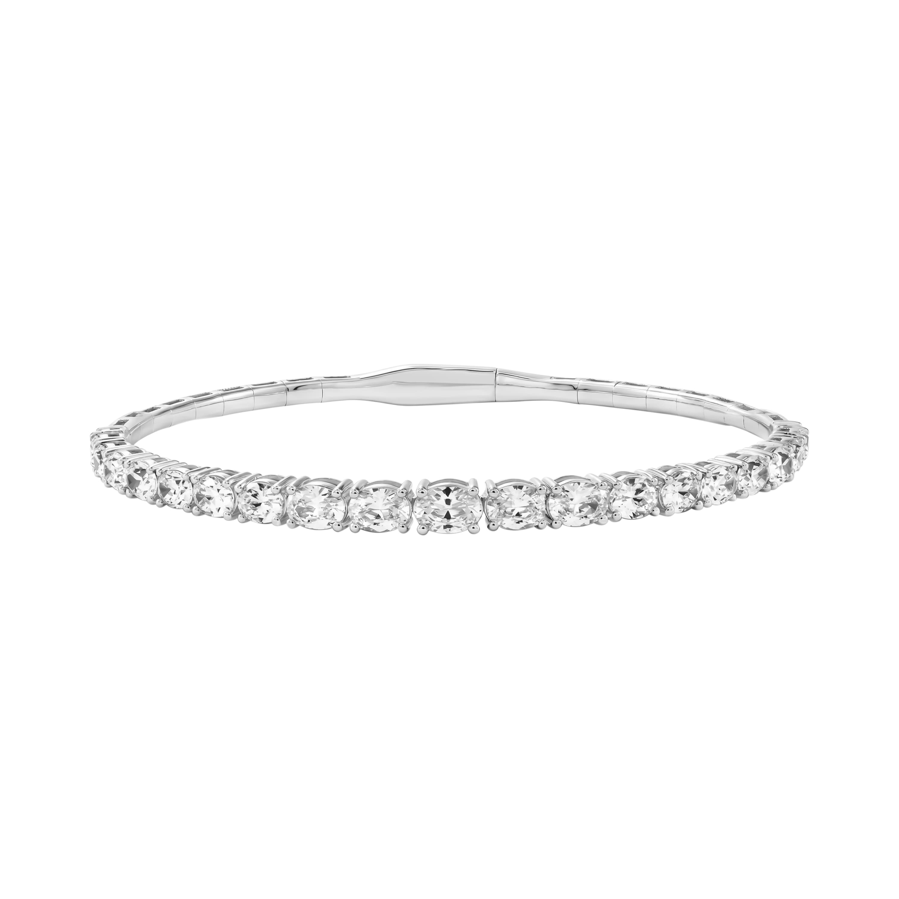 4.5 CTW Graduated Oval Lab-Grown Diamond Flexible Half Bangle — 4 1/2 ctw (2 ct. tw.) — View 1
