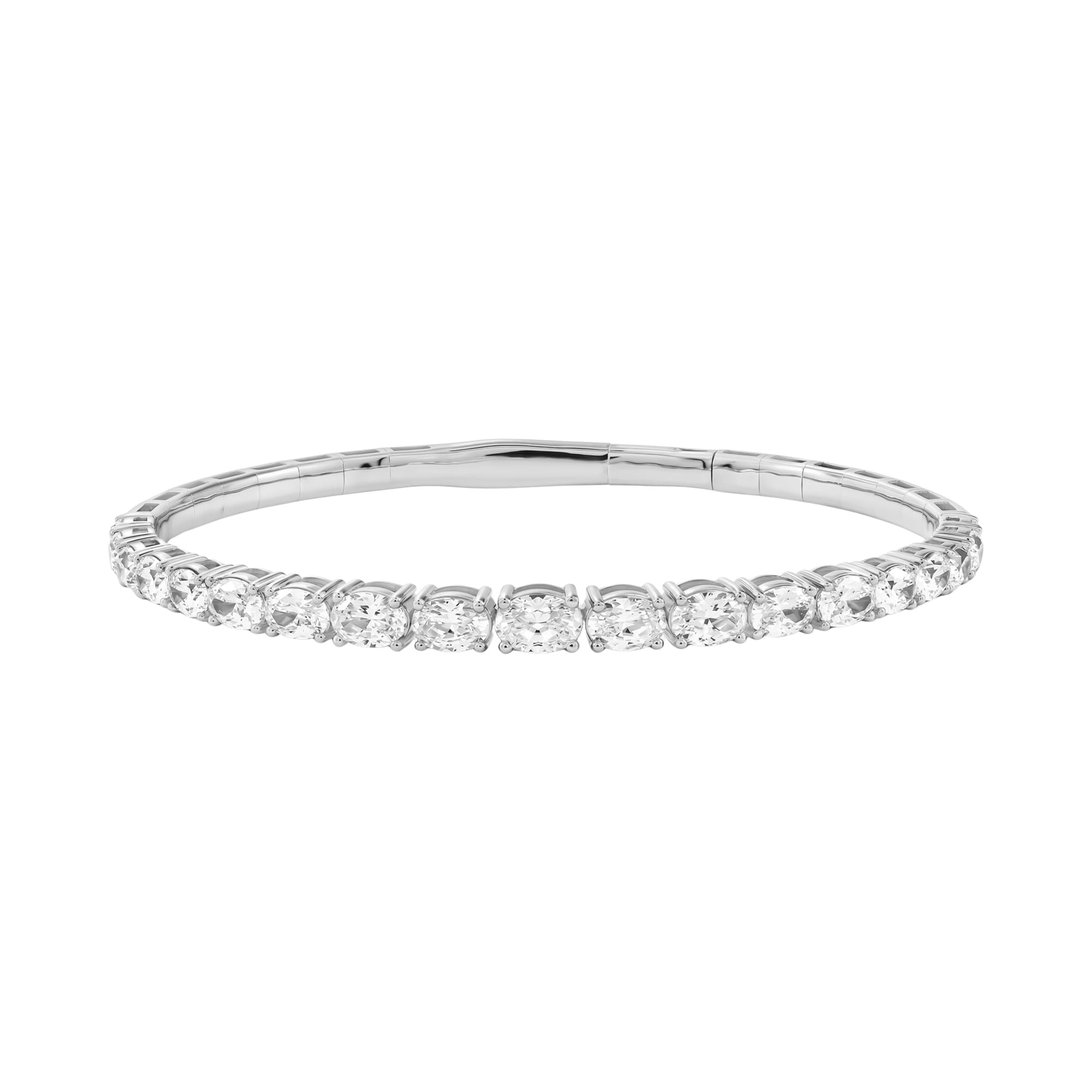 5.5 CTW Graduated Oval Lab-Grown Diamond Flexible Half Bangle — 5 1/2 ctw (2 ct. tw.) — View 1