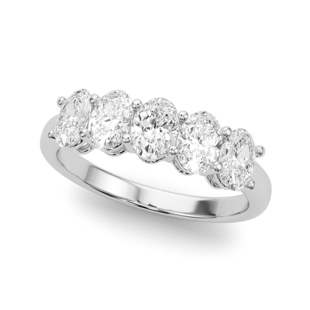 5-Stone Oval Shape Shared Prong Wedding Bands (1.15 ct. tw.) — View 1