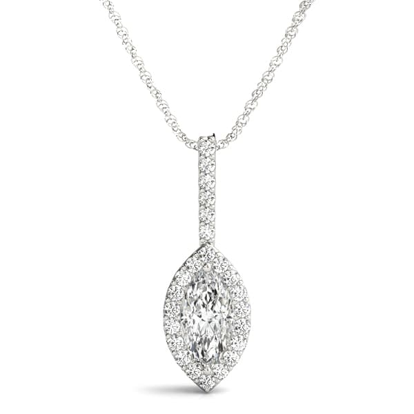 Marquise Shape Halo Necklace (0.17 ct. tw.) — View 1