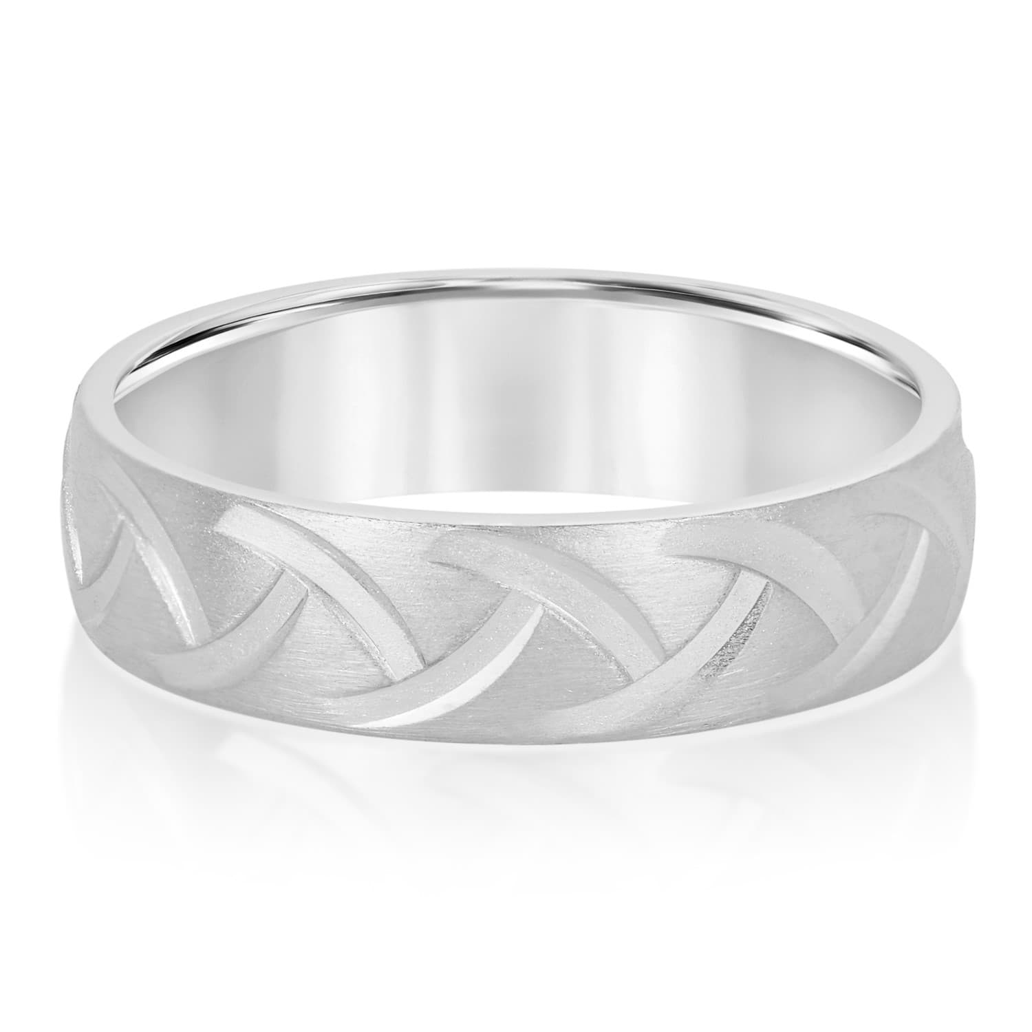 5Mm Light Wt Mens Band — 5MM — White Gold