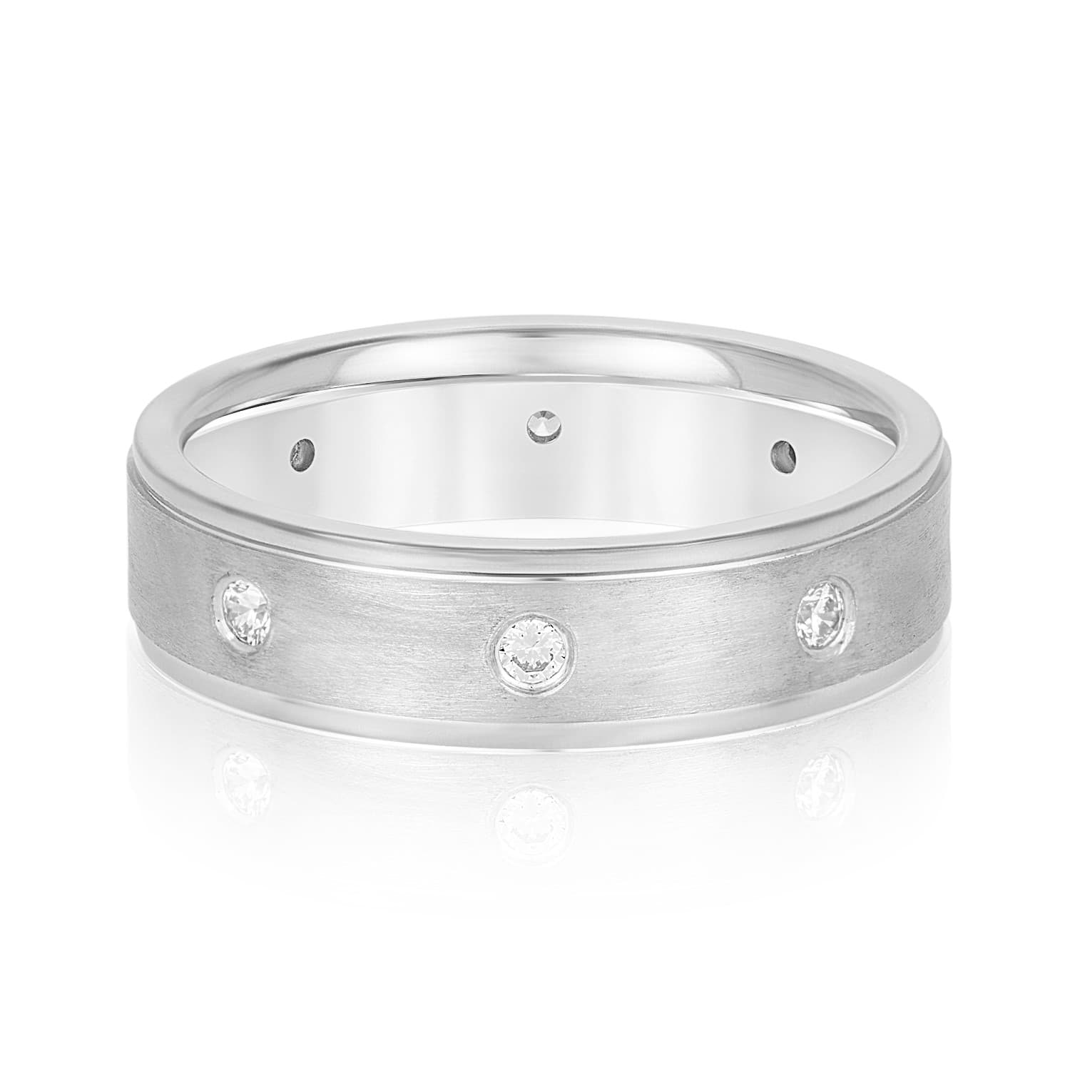 6Mm Heavy Wt Mens Band W/Dia (1/4 ct. tw.) — View 1