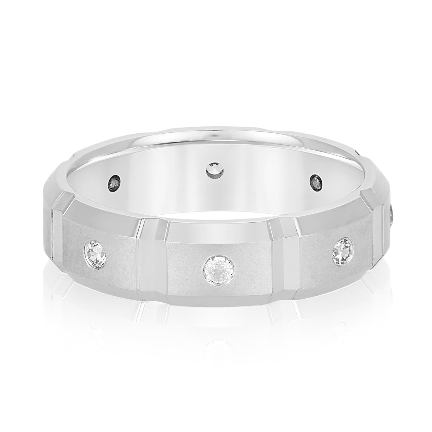 6Mm Heavy Wt Mens Band W/Dia (1/4 ct. tw.) — View 1