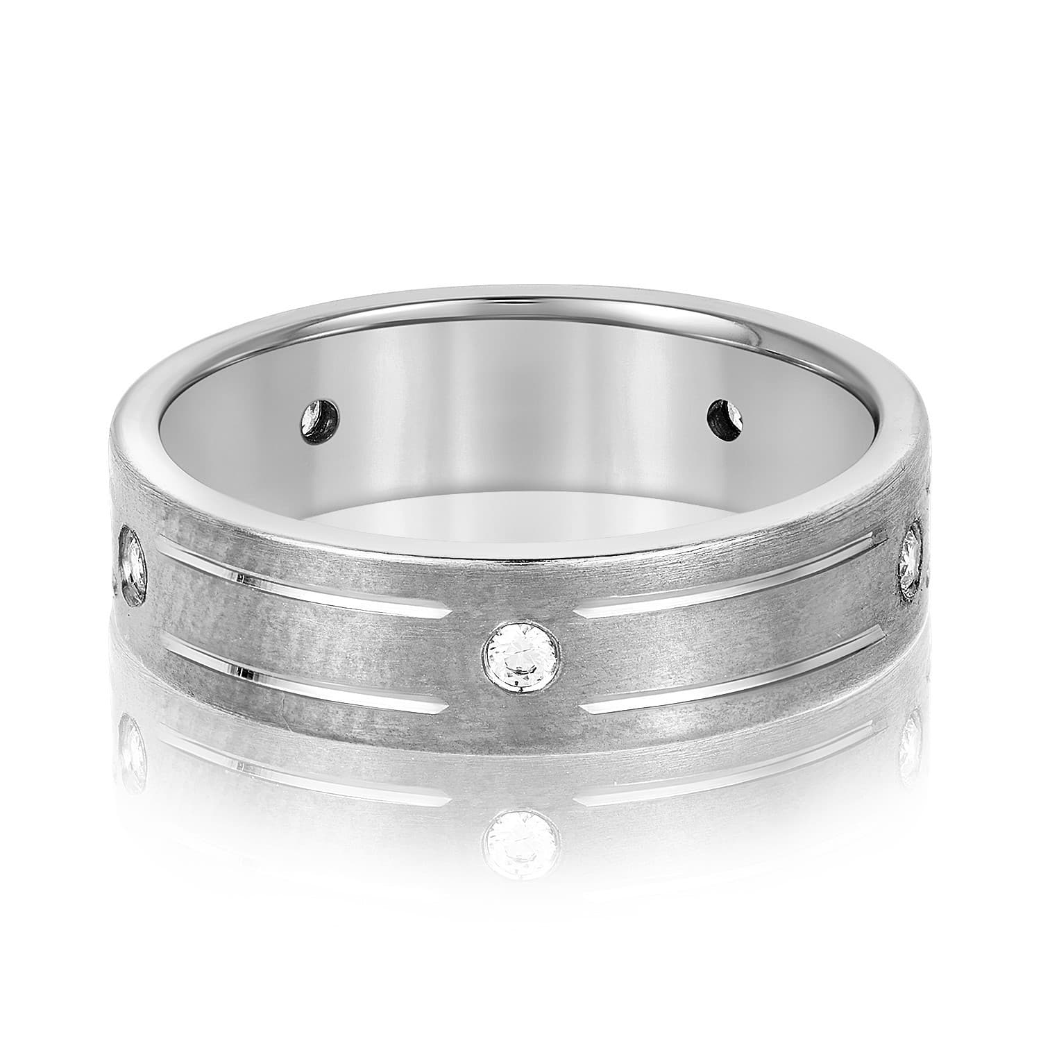 6Mm Heavy Wt Mens Band W/Dia (0.15 ct. tw.) — View 1