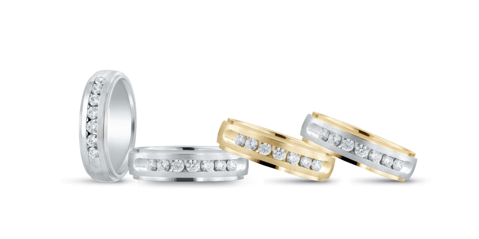 6Mm Heavy Wt Mens Band W/Dia — 6MM (1/2 ct. tw.) — White Gold