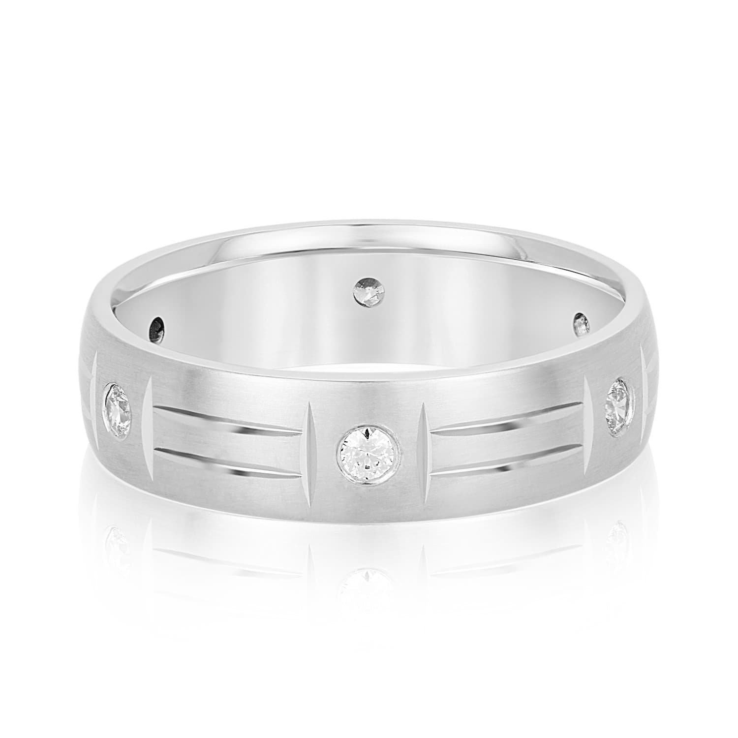 6Mm Heavy Wt Mens Band W/Dia (1/4 ct. tw.) — View 1